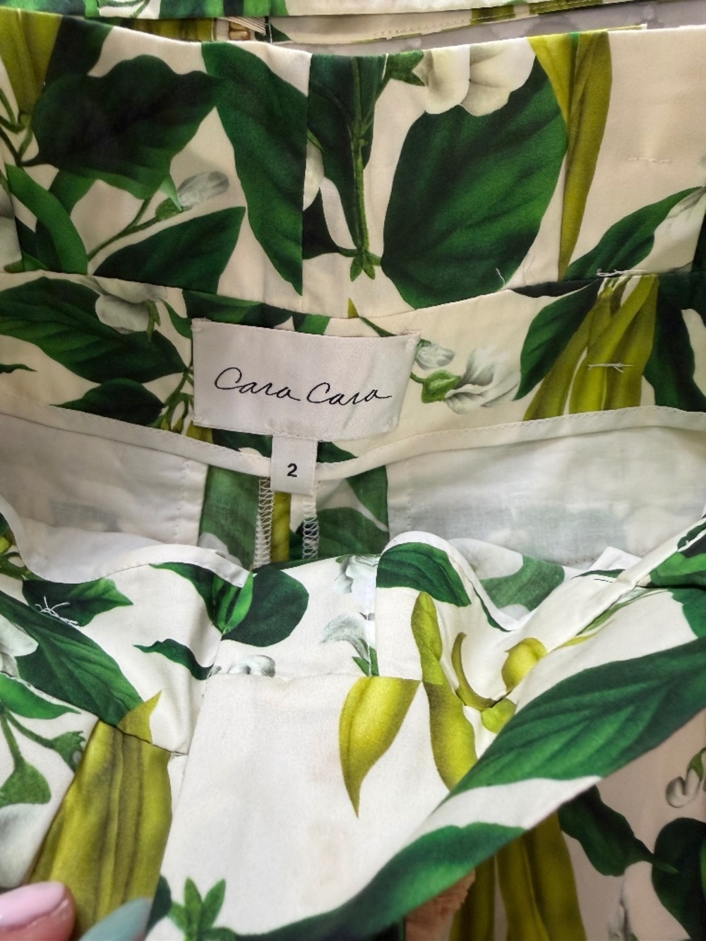 Cara Cara Palmer Floral green tropical  2 pc shorts Set Short Sleeve Sz 2/4 - Picture 11 of 12